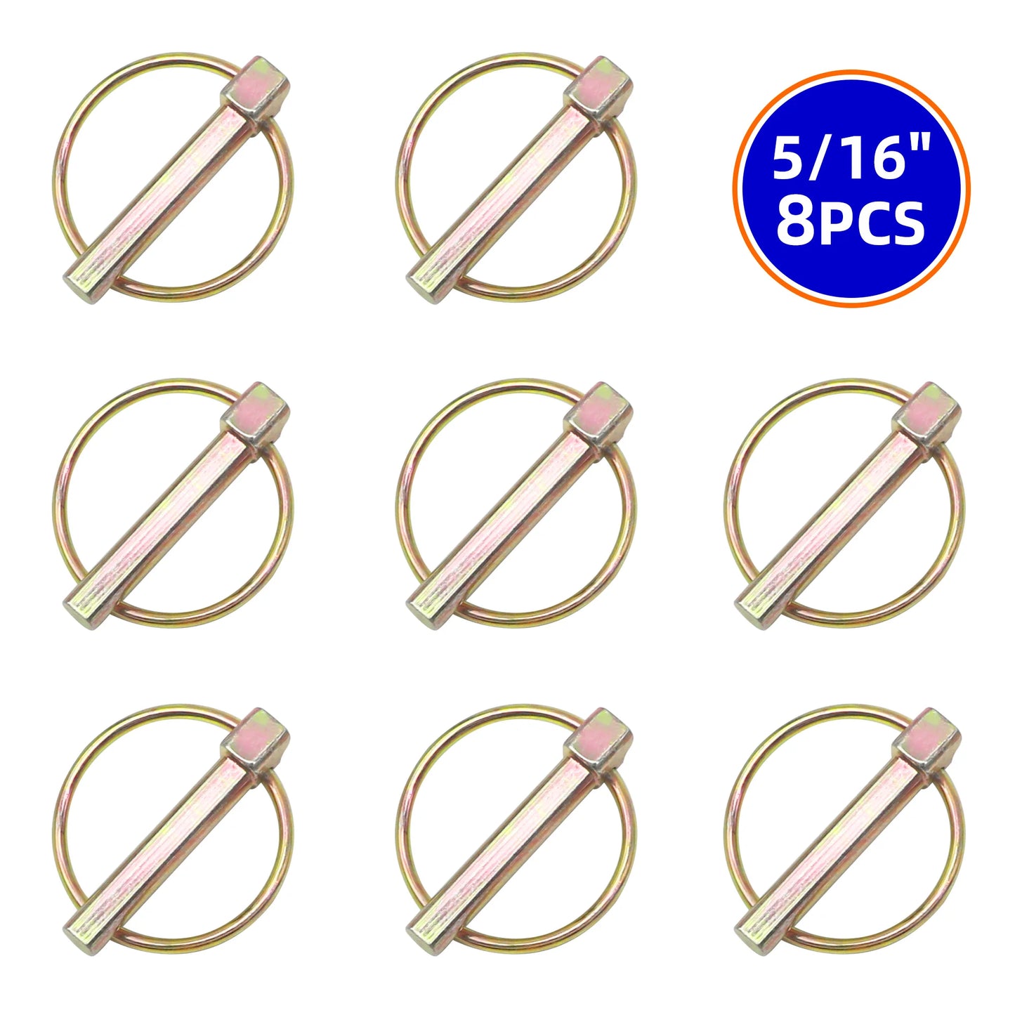 8PCS O-shape Lynch Pin Heavy Duty Steel Coupler Latch Ring Clip 1/4" 3/16" 5/16" 7/16" O Ring Round Arch Towing Hitch Hook Boat