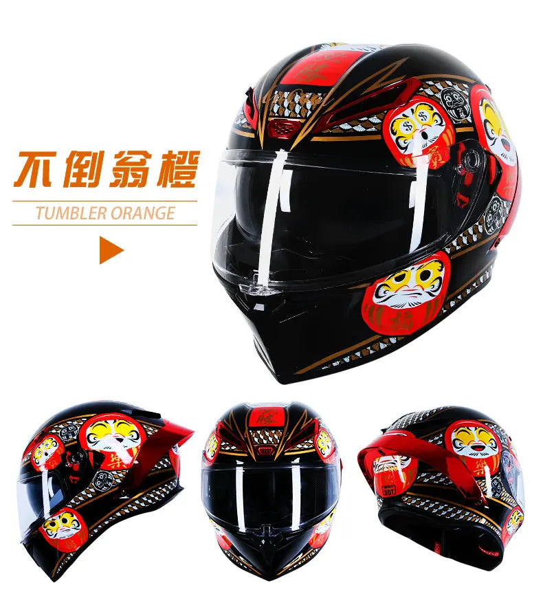 ICE.BEACON Anti fog 3C certification national standard locomotive Motorcycle big tail racing double lens helmet fashion trend pe