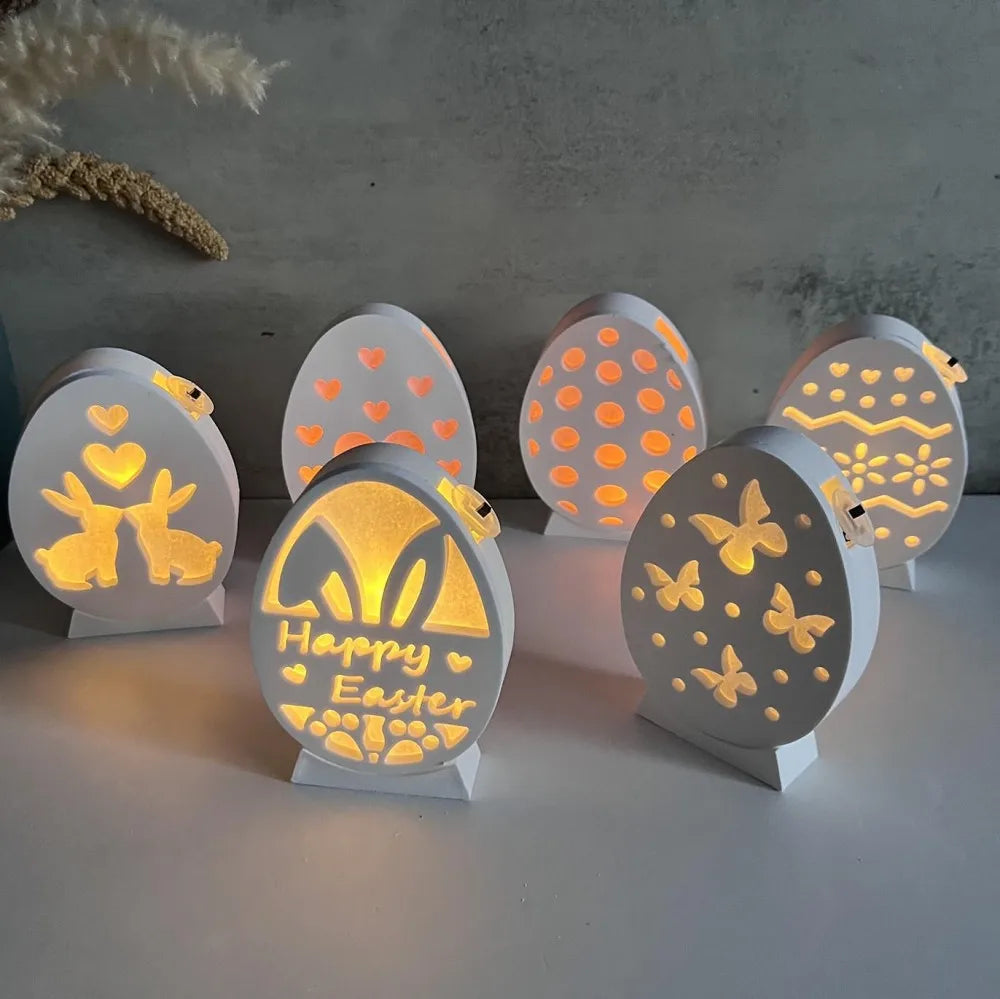 Easter Rabbit Egg Splicing silicone mold Concrete Cement Gypsum Plaster Molds Bunny Hollow Heart Flower Decoration Craft