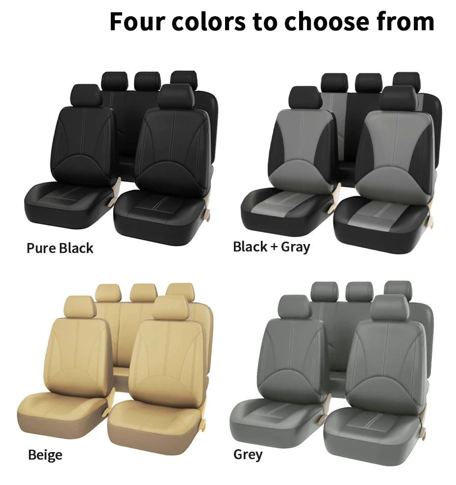 SEAMETAL Leatherette Car Seat Cover Set Breathable Auto Seat Cushion Universal Full-Wrapped Seat Cover Compatible with Airbag