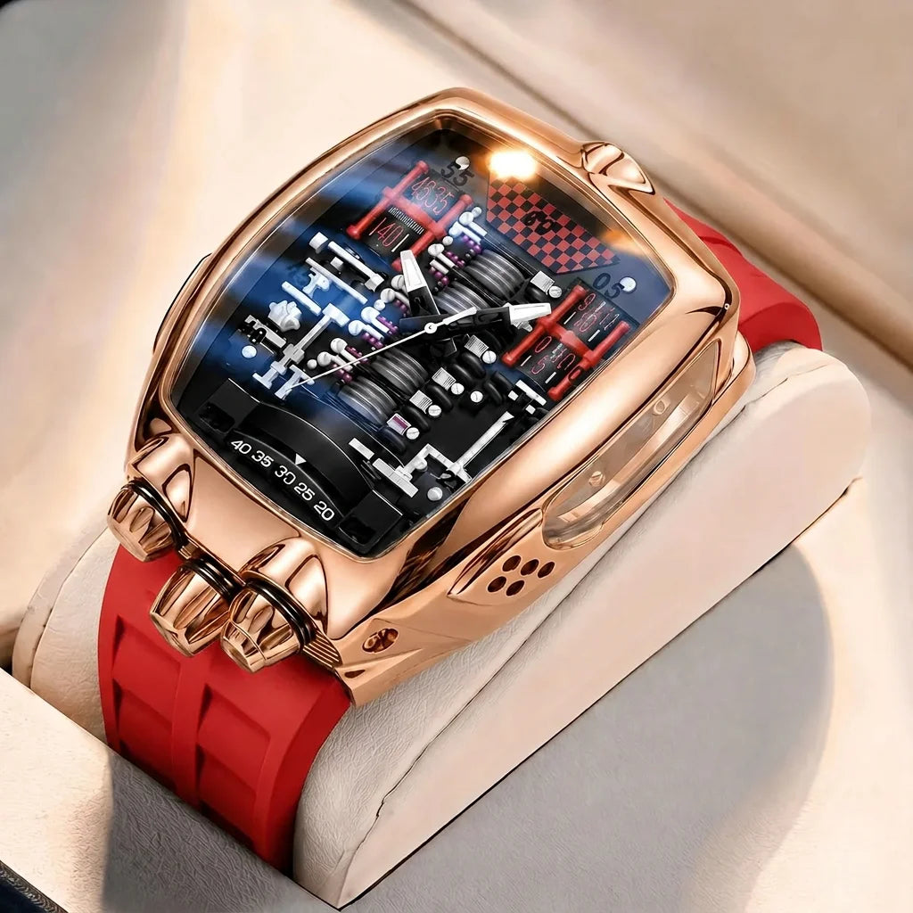 1pcs Men's black dial alloy strap vintage fashion tonneau sporty details Quartz Watch for business party holiday
