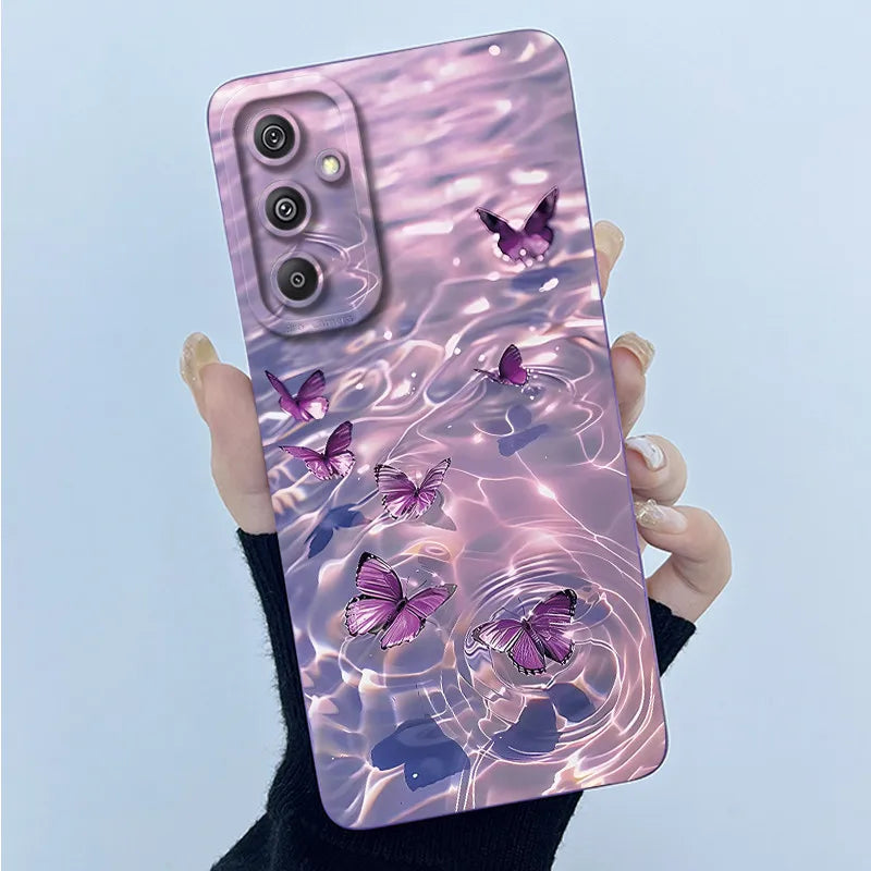 For Samsung Galaxy M34 M35 5G F34 5G Simplicity Flowers Liquid Shockproof Silicone Soft Phone Cover For SamsungM34 5G Case