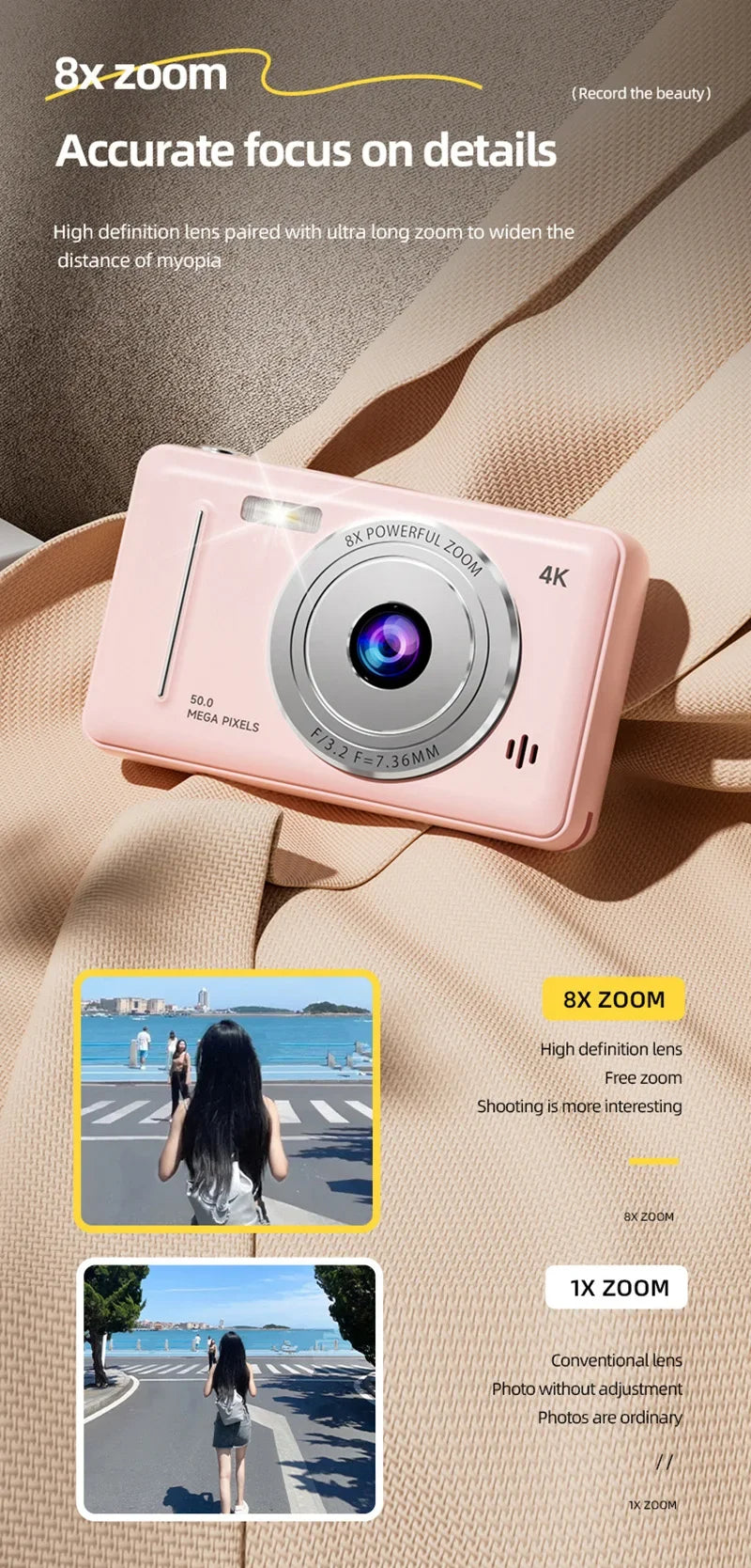 Xiaomi 4k Digital Camera Retro CCD Portable Camera 50 Million Pixels Auto Focus Entry-level Camera Dual Camera Flash Student CCD