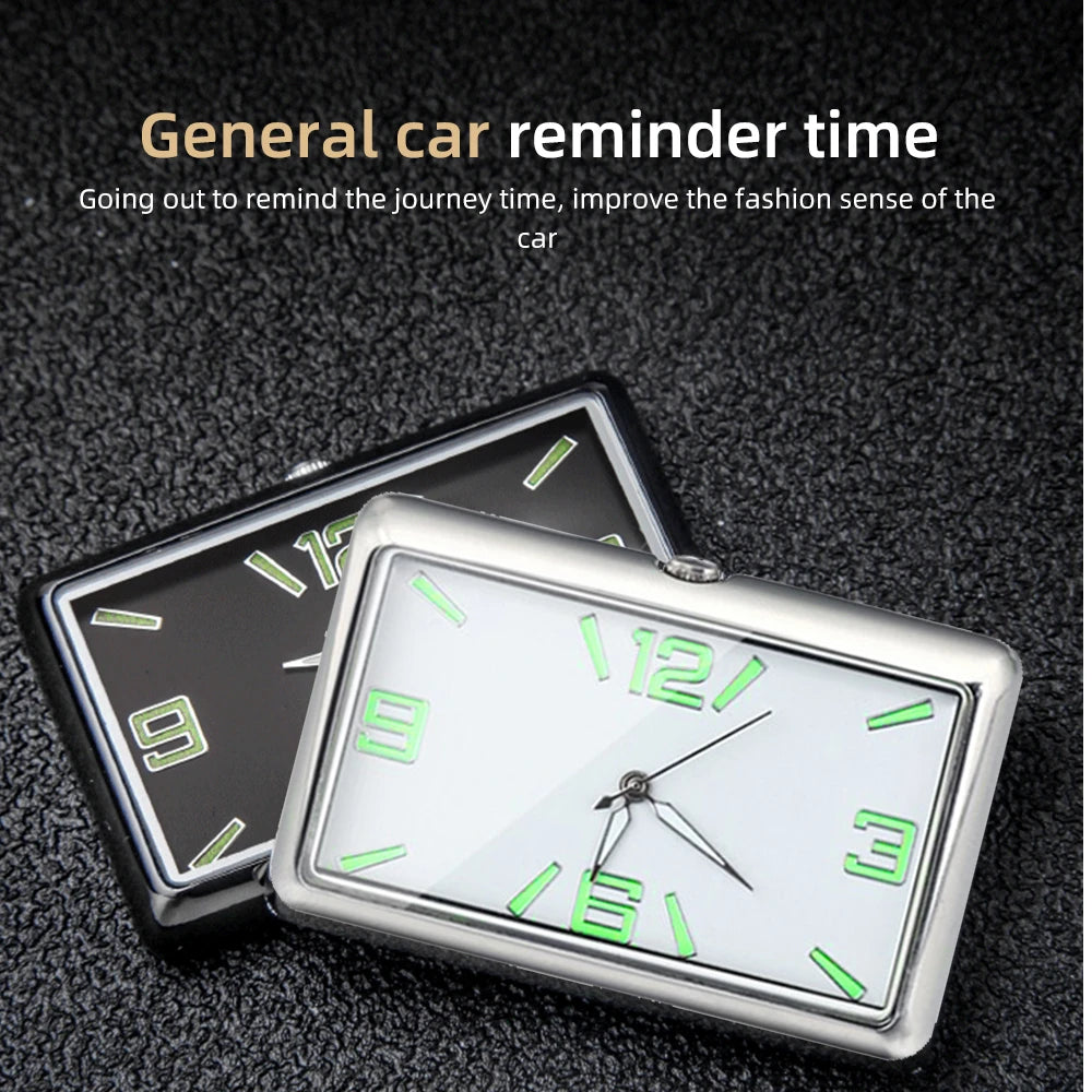 Auto Fashion Square Watch Car Clock Interior Decoration Self-adhesive Electronic Vent Clip Watch Automobile Quartz Clock