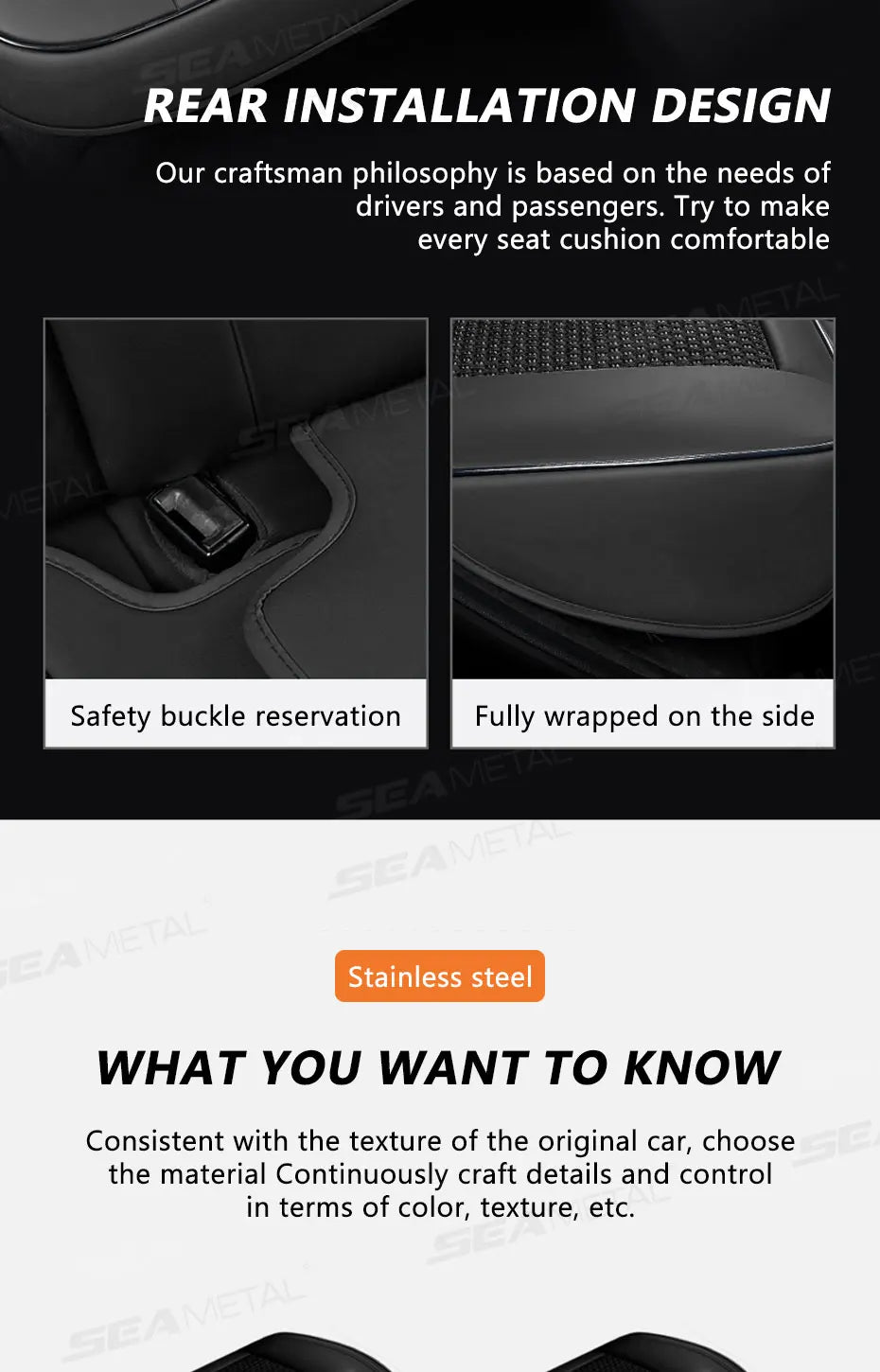 SEAMETAL Breathable Car Front Seat Cover Ice Silk Cooling Seat Cushion Full-Wrapped Anti-Scratch Car Seat Protector Universal