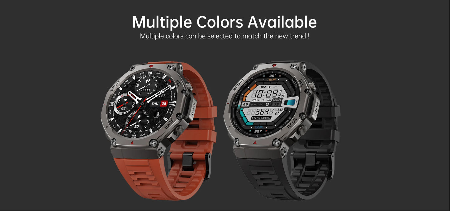 2025 New Military Smart Watch Built-in GPS Compass Barometric Altimeter 5ATM Waterproof Sport Smartwatch Men Bluetooth Call