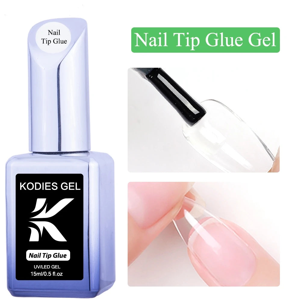 KODIES GEL Nail Tips Glue Adhesive Gel Extra Strong Hold Glue for Fake Press On Nails Semi Permanent UV Cured Acrylic Gel Bonder