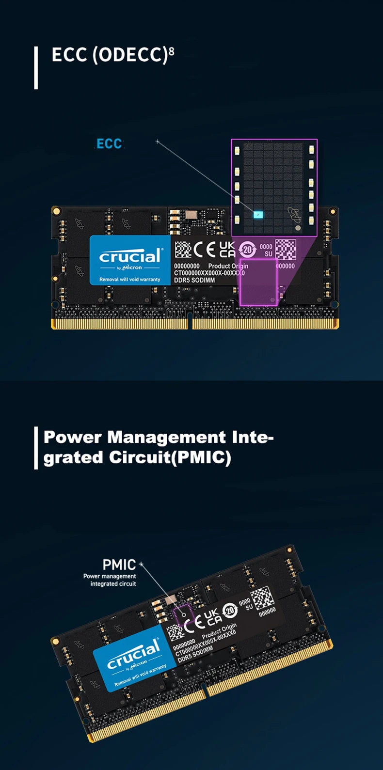 Crucial Laptop Memory DDR5 4800 5600 MT/s MHz 8GB 16GB 32GB RAM 262pin SO-DIMM Memory for LEGION Laptop Notebook Ultrabook