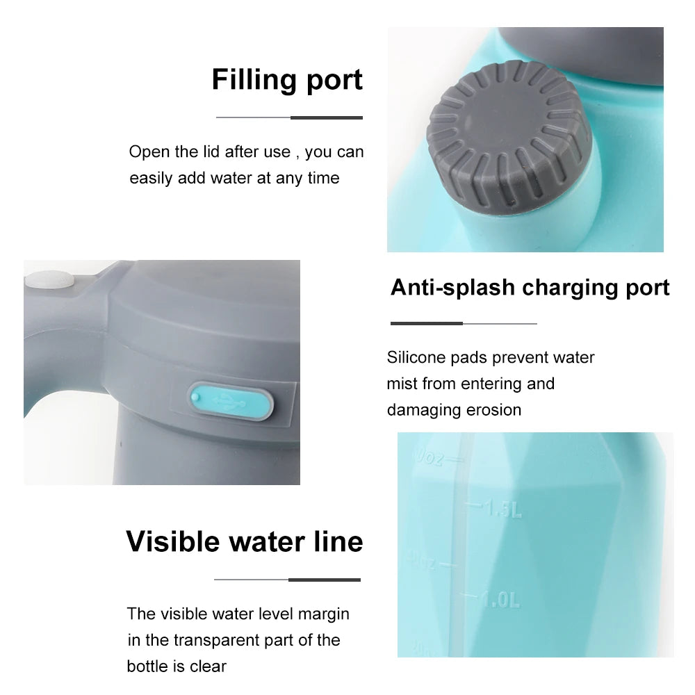2L Bottle Watering Cans Manual Sprayer USB Rechargeable Car Washing Foam Sprinkling Pot Garden Sprayer Bottle