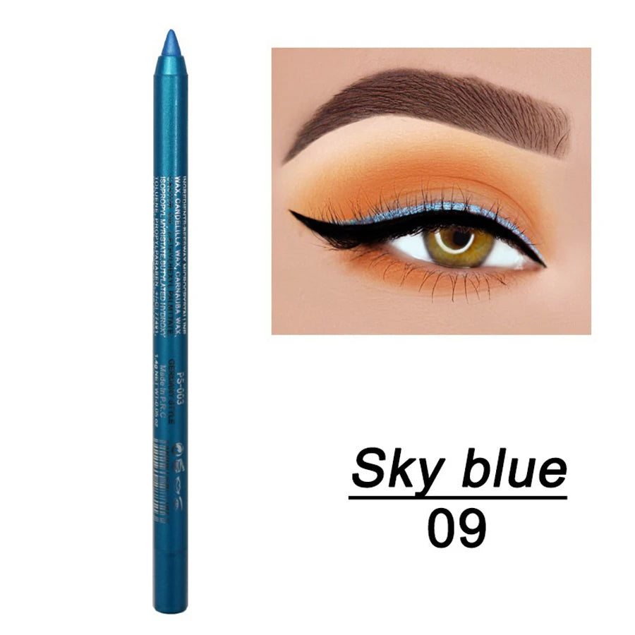 14-Color Colourful Eyeliner Pen, High Pigmented Pearly Glitter ShimmerMetallic Finish, Smokey Punk Gothic Style Eyeliner, Long L