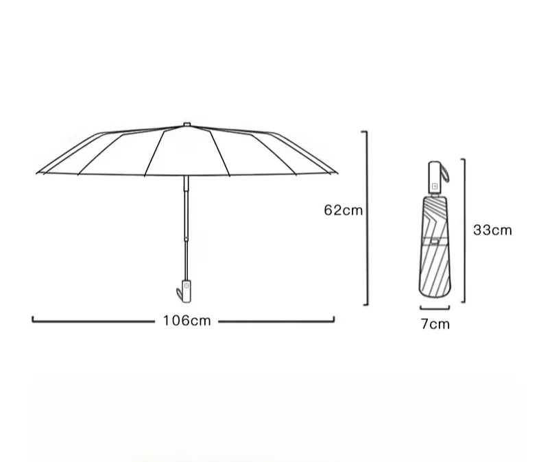 12 Bone Black Glue Fully Automatic Umbrella With Thick And Durable Keel Three Fold Umbrella UV Resistant Folding Umbrella 12 Bon