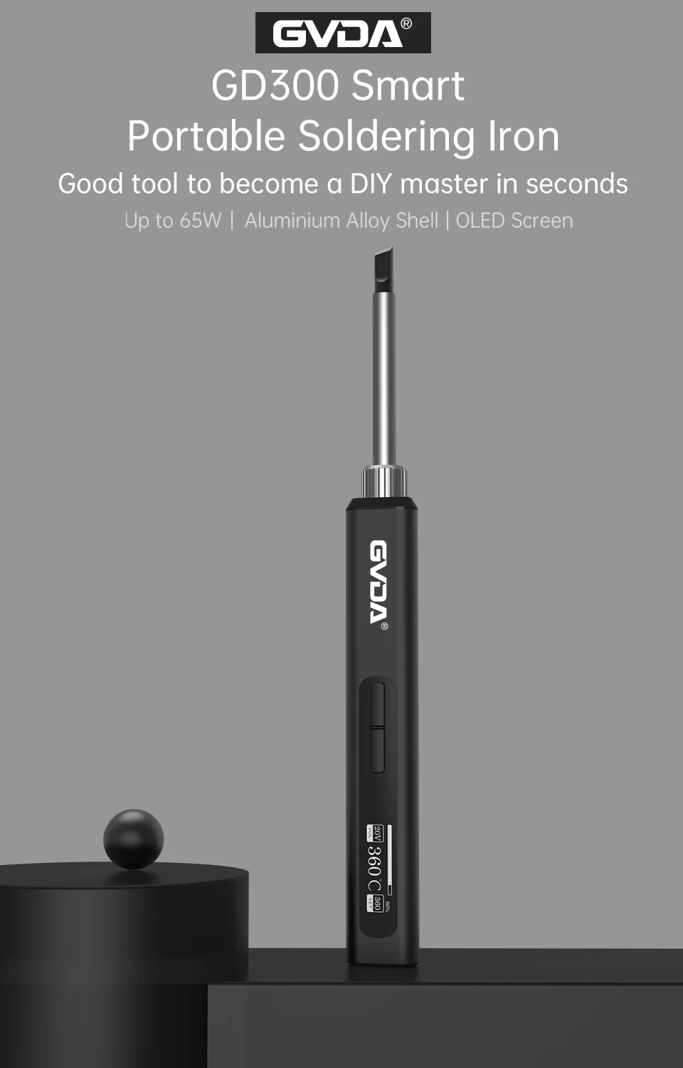 GVDA Smart Electric Soldering Iron 65W Adjustable Constant Temperature Fast Heat Portable Soldering Iron Station Kits with Tips