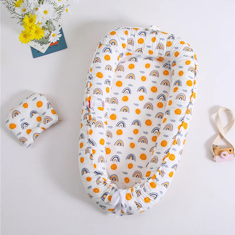 Soft Baby Sleeping Nest Bed Infant Cot Lounger Portable Co-sleeping Cribs for Newborn Bassinet Cotton Portable Crib Travel Bed