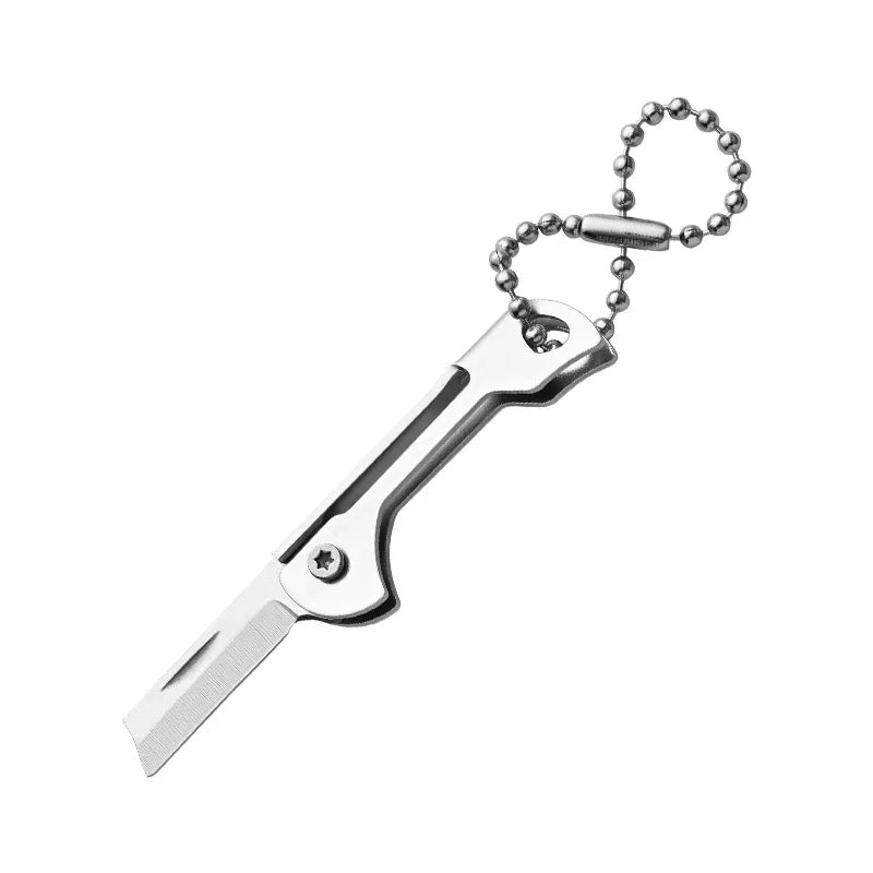 Stainless Steel Square Head Mini Folding Knife Sharp Easy To Carry Express Delivery Unpacking Keychain Portable Pocket Knife