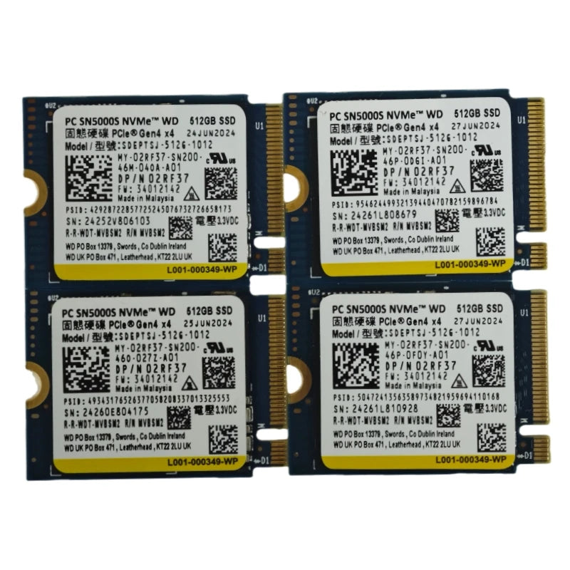 WD SN5000S 512GB & SN740 1TB 2TB NVMe PCIe 4.0x4 M.2 2230 SSD for Steam Deck Microsoft Surface ProX & SN740 2242 256GB