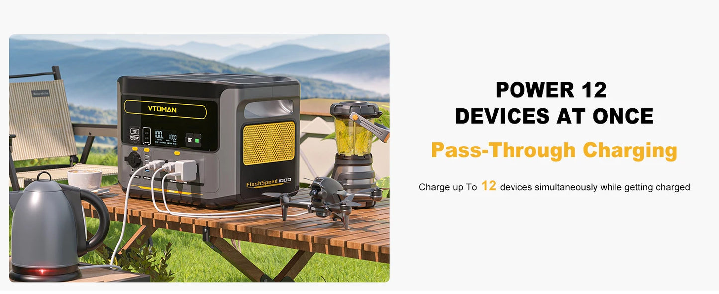 FlashSpeed 1000 Portable Power Station 2000W 828Wh LiFeP04 Battery For Outdoor Camping Tent Travel