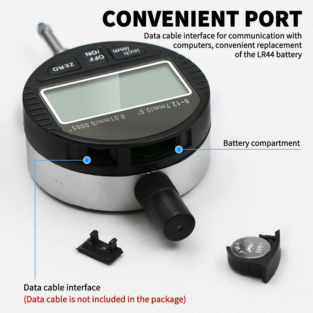 Digital Dial Indicator 0-12.7mm/0.5'' 0.01mm with Mini Magnetic Base Holder Adjustable Universal Gauge Caliper Measuring Tools