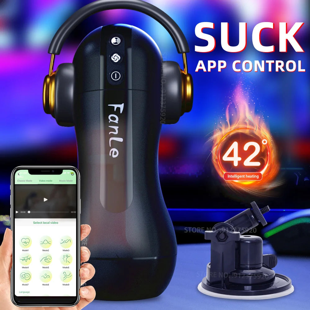 Bluetooth APP Remote Control Automatic Sucking Heated Male Masturbration Cup Blowjob Sex Machine Masturbator Toy Adult for Men
