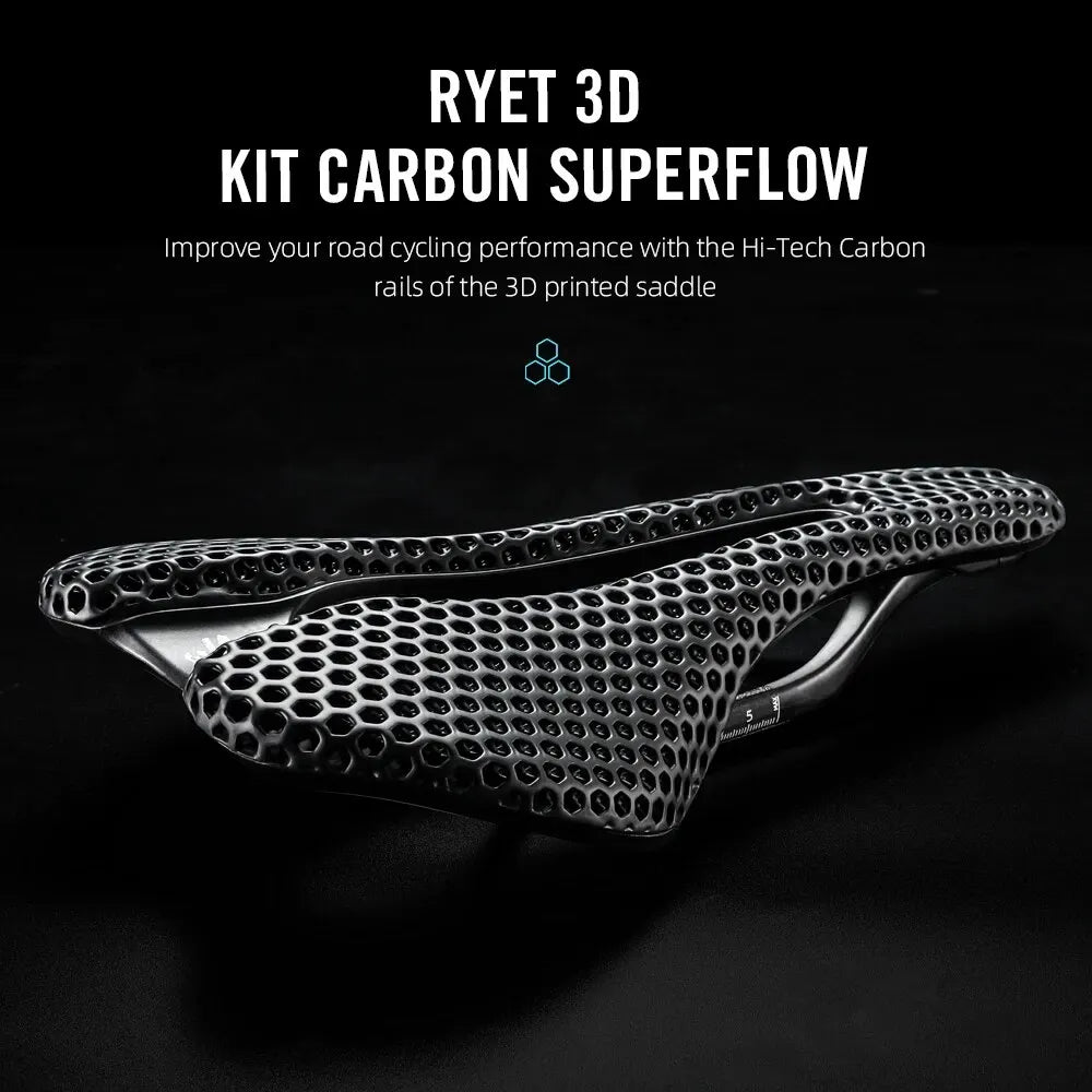 RYET 3D Printed Bike Saddle Carbon Saddle 150mm Super Light Road MTB Racing Saddles Bicycle Seat Cushion Cycling Seating Parts