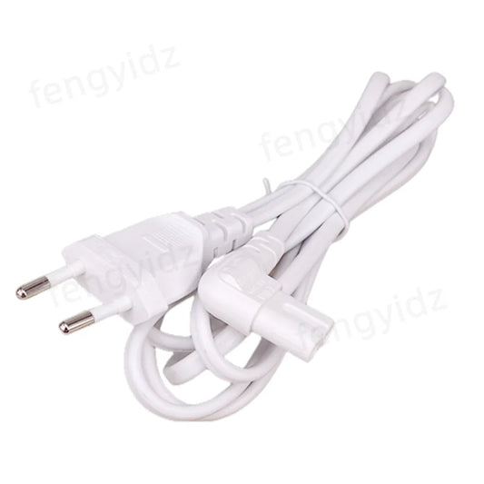 White EU Euporean 2 Prong Plug to IEC320 C7 Figure 8 Angle Adapter Power Extension Cable Cord for Samsung Philips Sony LED TV