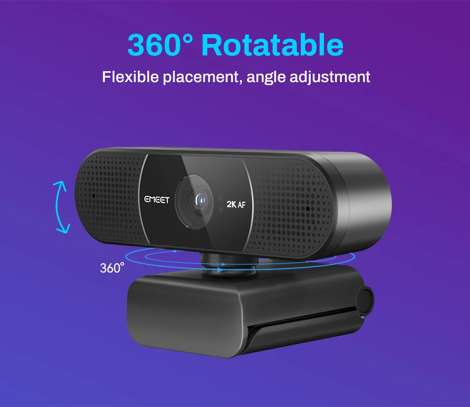 Webcam 2K Web Camera 1080P 60FPS Streaming Camera Autofocus EMEET C960 2K USB WebCam With Microphones for YouTube Desktop/Laptop
