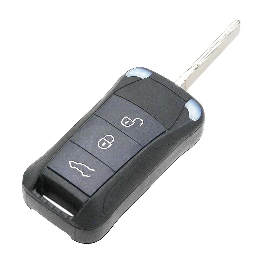 2003+ for Porsche 3-Button Flip Remote Key Shell Case Fob for Porsche Cayenne Uncut HU66 Blade