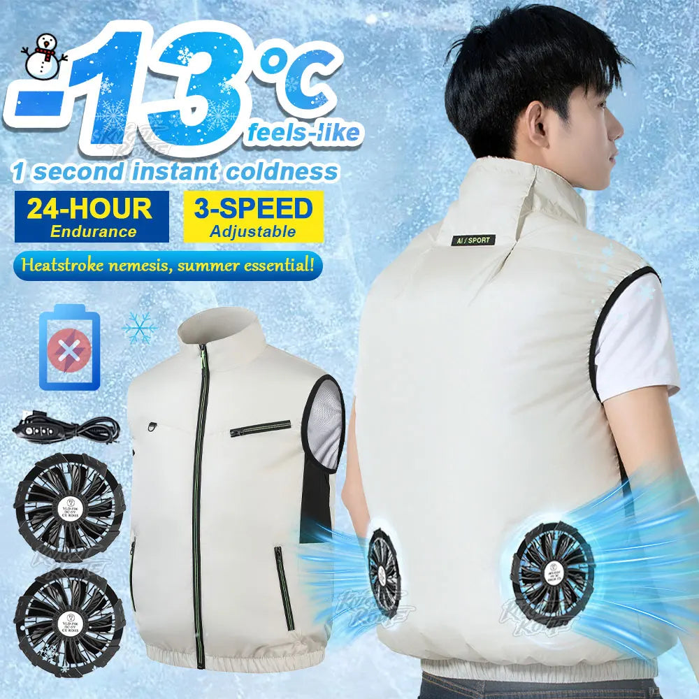 2025Summer Cool Vest,Wearable Cooling Fan, Air-conditioned Clothes Continuous cooling 13 Hours,for High Temperature Work Fishing