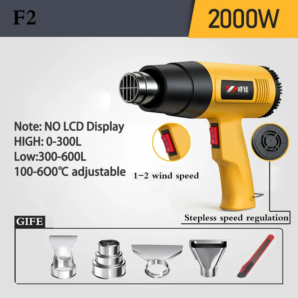 Hot Air Gun LCD Temperatures Adjustable Mini Heat Gun Thermal Blower Shrink Wrapping With Four Nozzles Construction Dryers 110V