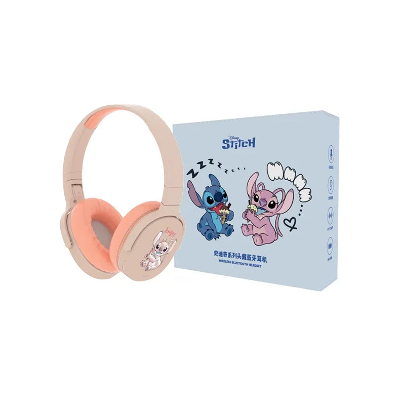 Disney P2961 Stitch Bluetooth Headphones Hifi Stereo Over-ear Headset Gamer Sports Wireless Earphones TF/AUX Music Player