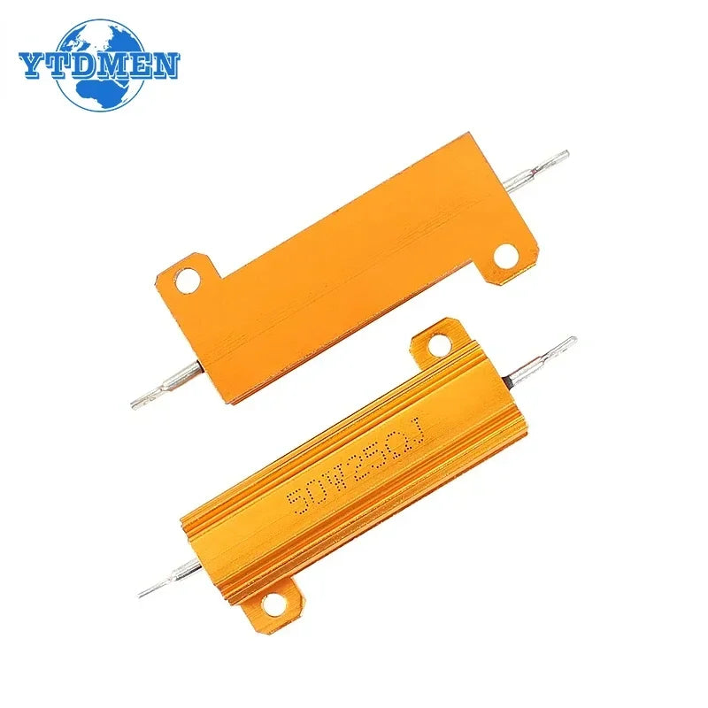 2PCS 100W 50W 25W 10W Aluminum Power Resistor 0.1~1Kohm Metal Shell Case Wirewound  Resistance Load Resistors 4ohm 6ohm 8ohm