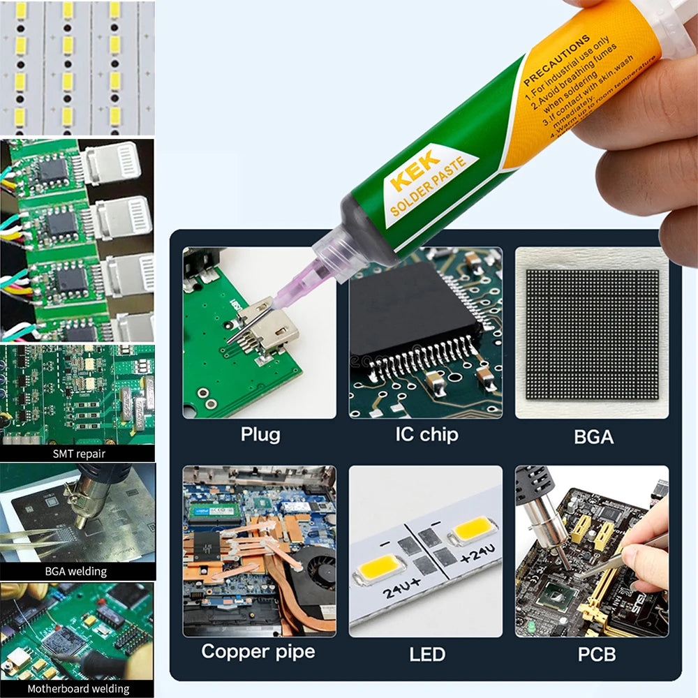 Sn42Bi58 SMD Welding Paste 138 ℃ Low Temperature Lead-free Syringe No Clean Solder Paste For Phone Component Repair
