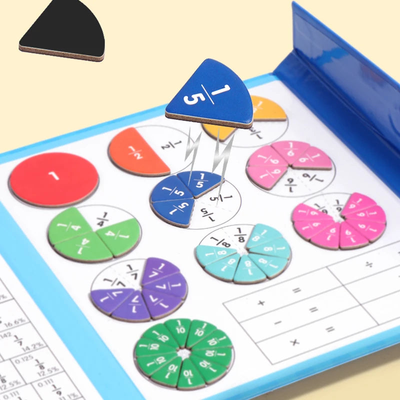 Children Magnetic Fraction Learning Math Toys Wooden Fraction Book Set Parish Teaching Aids Arithmetic Learning Educational Toys