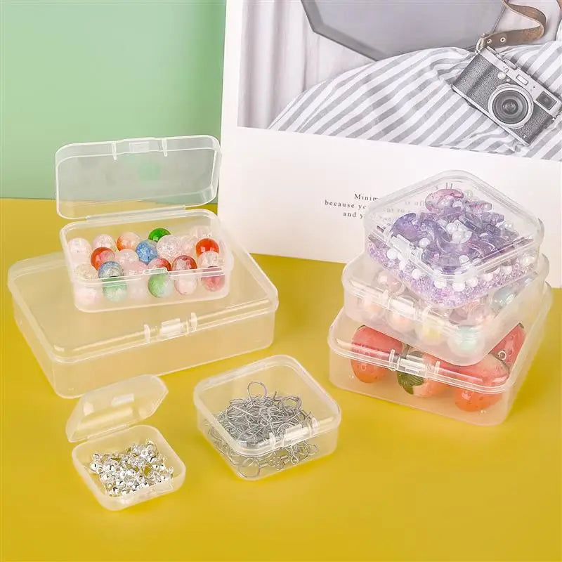 10Pcs PP Storage Box Mini Transparent Plastic Case Container Square Rectangle Packaging Box For Jewellry Beads Small Items
