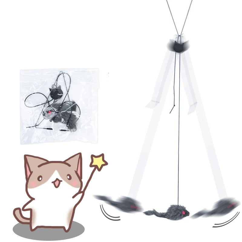 Simulation Mouse Cat Toy Funny Self-hey Hanging Door Retractable Cat Stick Scratch Rope Mouse Cat Interactive Toy Cat Supplies