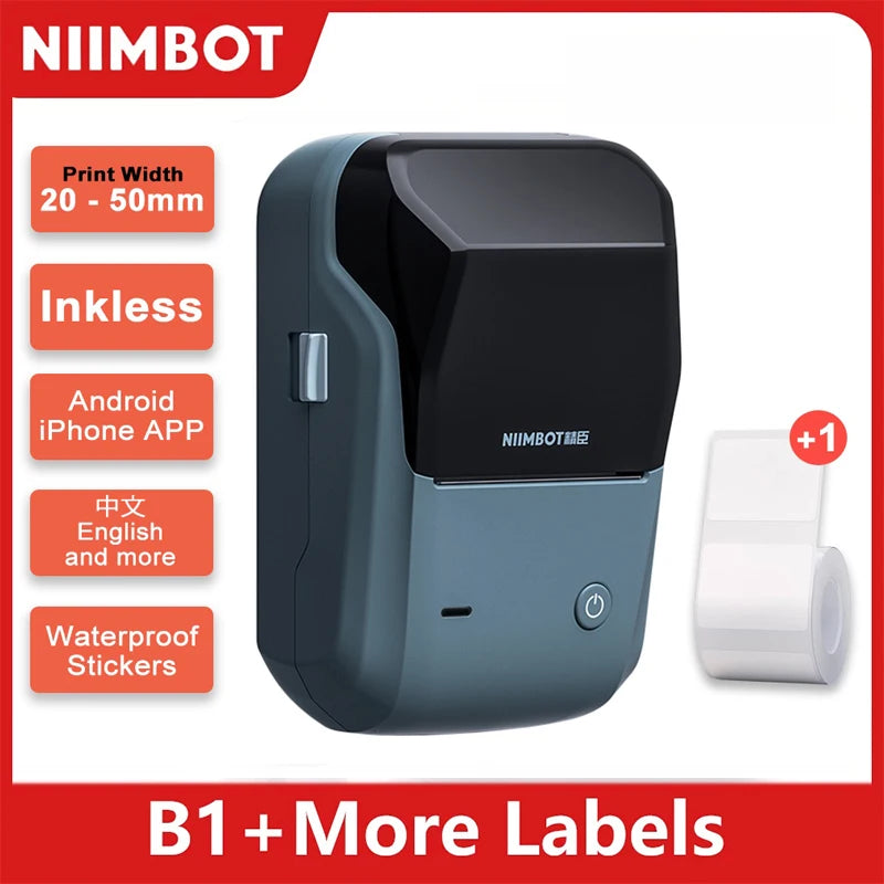 Niimbot B1 Mini Portable Printer For Mobile Thermal Adhesive Label Printer For Stickers Pocket Labeling B1 Maker Machine