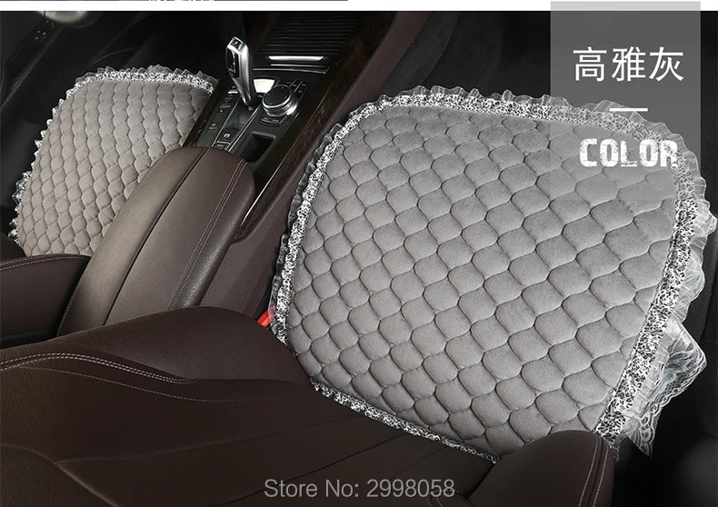 Winter Warm Plush Car Seat Cover Velvet Lace Seat Cushion Pad Auto Chair Car Seat Protector For Lady Girl Women