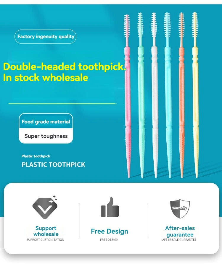 Toothpick Brush 200 PCs Boxed Plastic Toothpick Disposable Household Interdental Brush Teeth Picking Dental Floss