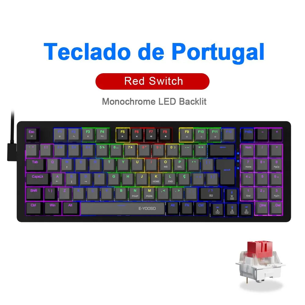 E-YOOSO Z94 USB Mechanical Gaming Keyboard Wired Monochrome Backlit 94 Key Russian Brazilian Portuguese for Compute Laptop PC