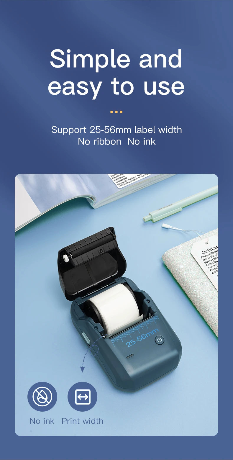 Niimbot B1 Mini Printer Portable Thermal Label Stickers Paper Printer Self Adhesive Bluetooth Mobile Sticker Label Maker Machine