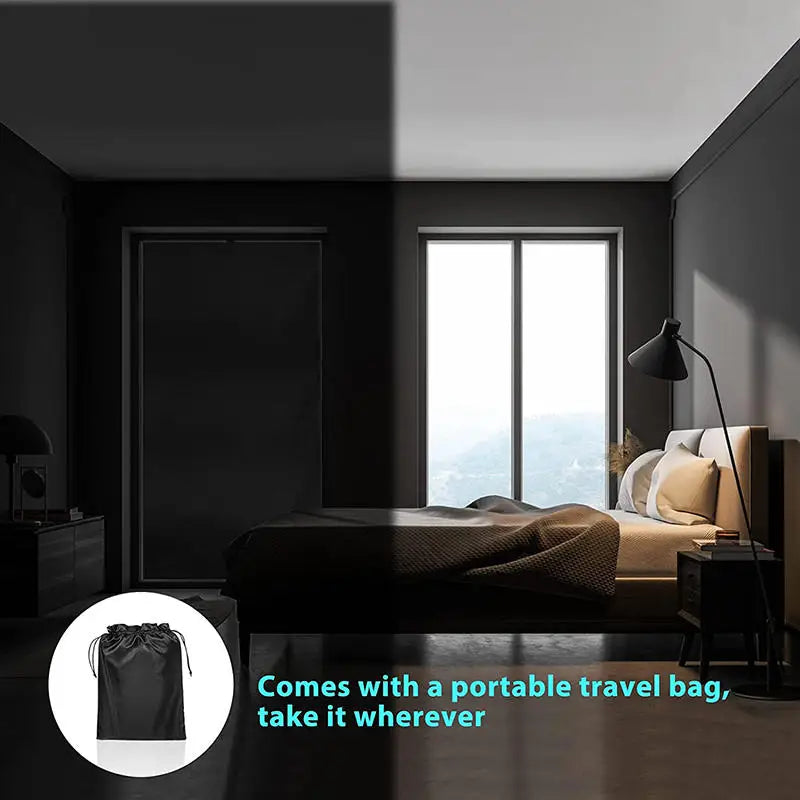 100% Blackout Curtain Removable Portable Travel DIY Blocking Window Film For Living Room Home Non-perforate No Drill Black Cloth