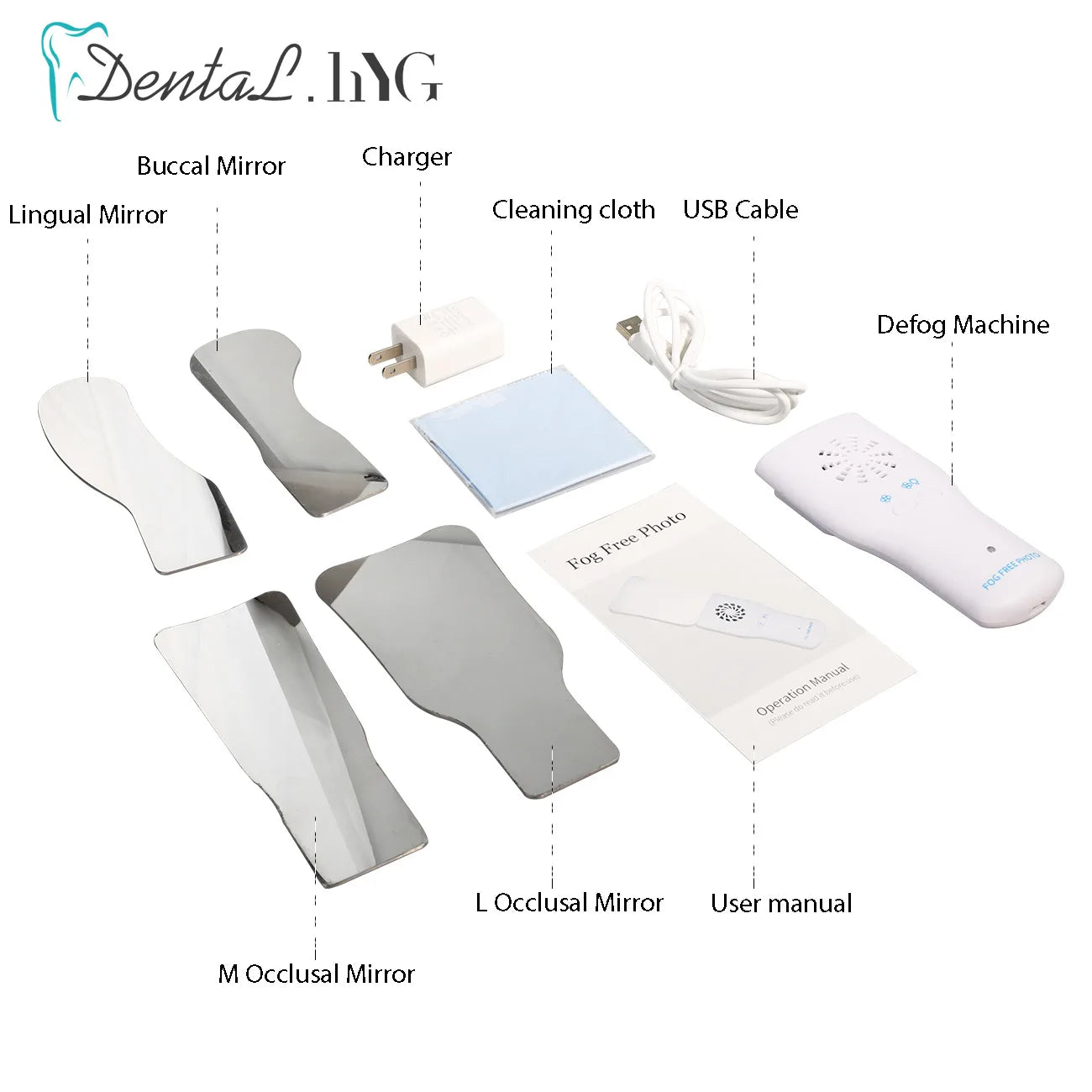 Dental Anti-Fog Mirrors Set Mirror With LED Light Orthodontic Reflectors Fog Free Intraoral Photography Stainless Steel Dentist