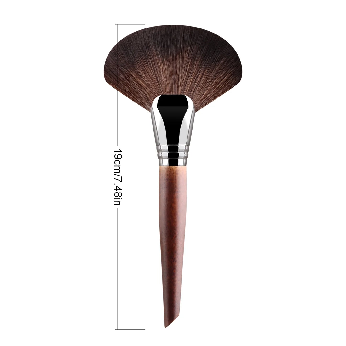 1pc Professional Fan Paint Brush Long Wood Handle High-Quality Nylon Hair Soft Goat Hair Blusher Sculpting Highlight Make Up Bru