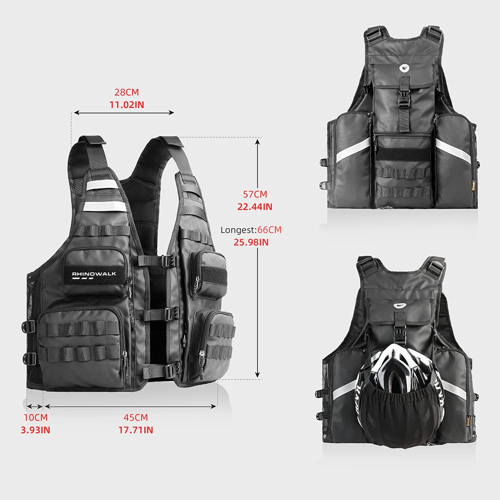 Rhinowalk Motorcycle Vest Adjustable Size Motor Breathable Motocross Vest Motorbike Jacket Backpack Support Water Bag 2L Or 3L