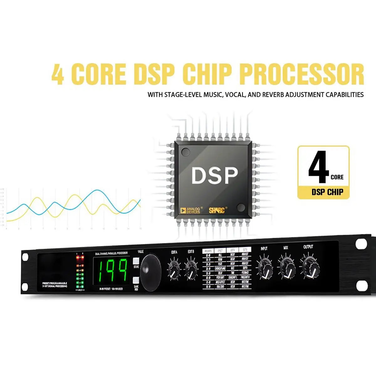 Professional digital reverberation multi effect DSP processor audio processor equalizer
