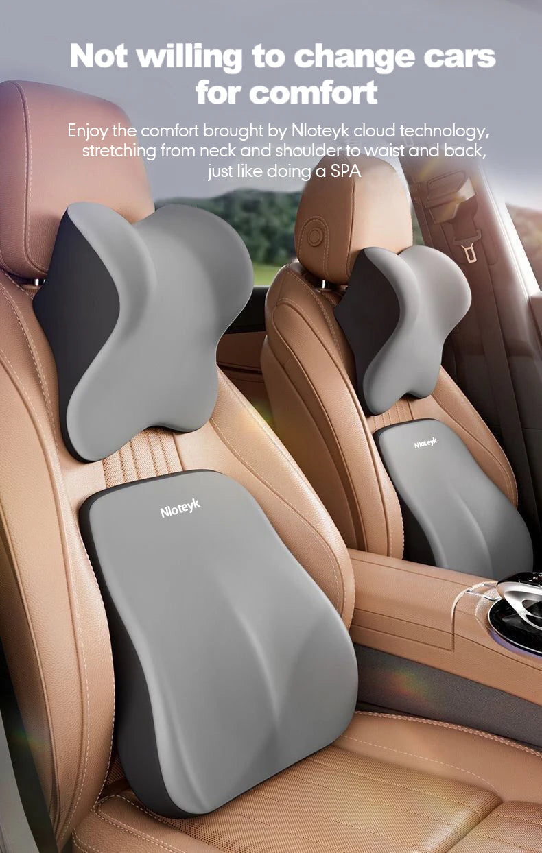 Car Memory Foam Headrest Car Neck Pillow Lumbar Waist Cushion Universal Waist Support Car Seat Pillow Accessories Interiors