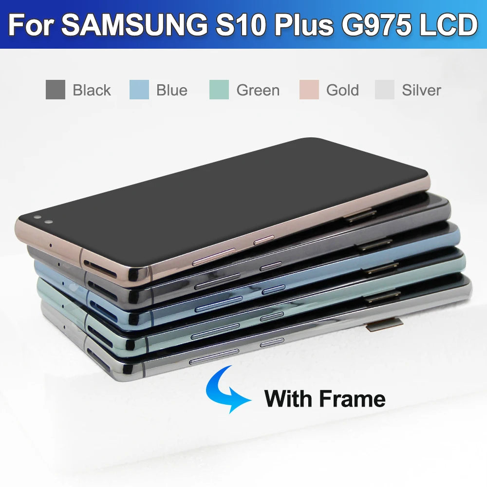 Screen for Samsung Galaxy S10 Plus S10+ G975 G975F Lcd Display Digital Touch Screen  with Frame for Samsung Galaxy S10 Assembly
