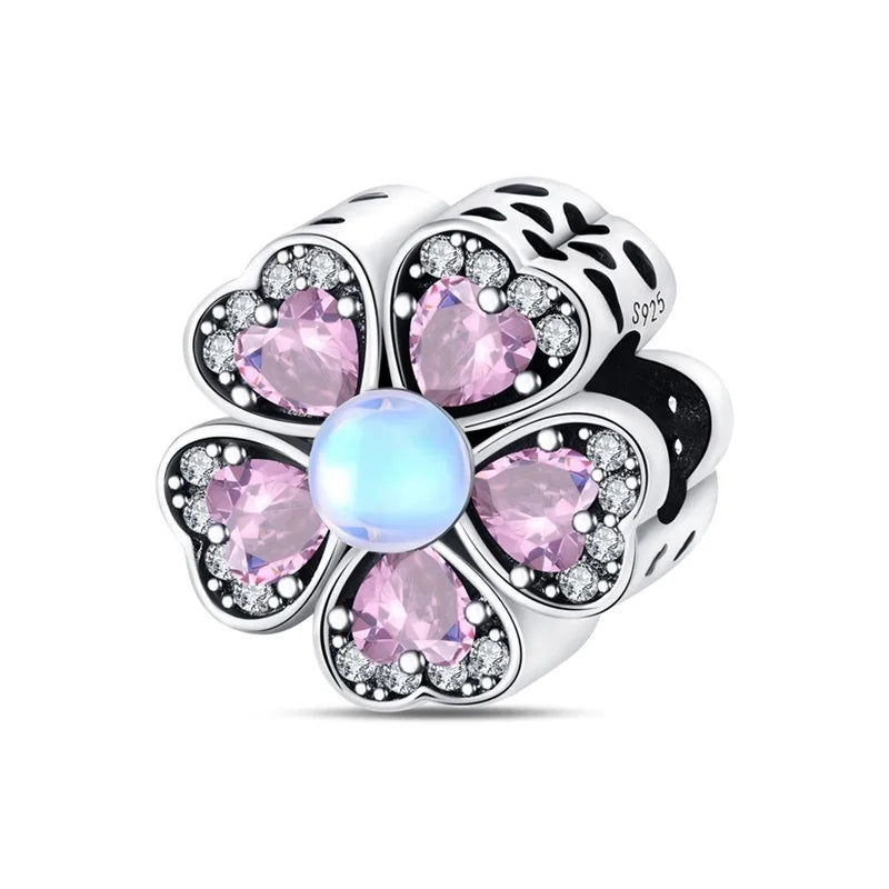 925 Sterling Silver Princess Powder Series Exquisite Daily Bow Sweet Charms Beads Fit Pan Original Bracelets DIY Jewelry