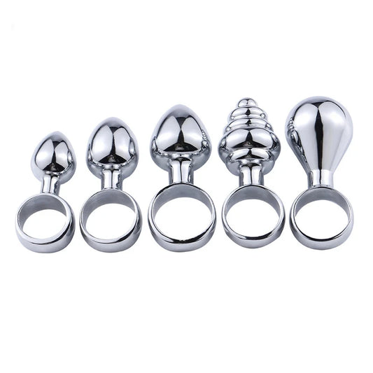 Ring Shape Anal Plug Sex Toys Metal Pull Ring Butt Plug Stainless Steel Smooth Ass Plug For Couple Sex Toys Dildo Anal Training