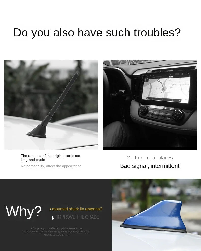 Car Radio Shark Fin Car Shark Antenna Radio FM Signal Design For All Automobiles Aerials Auto Exterior Styling Replacement Parts