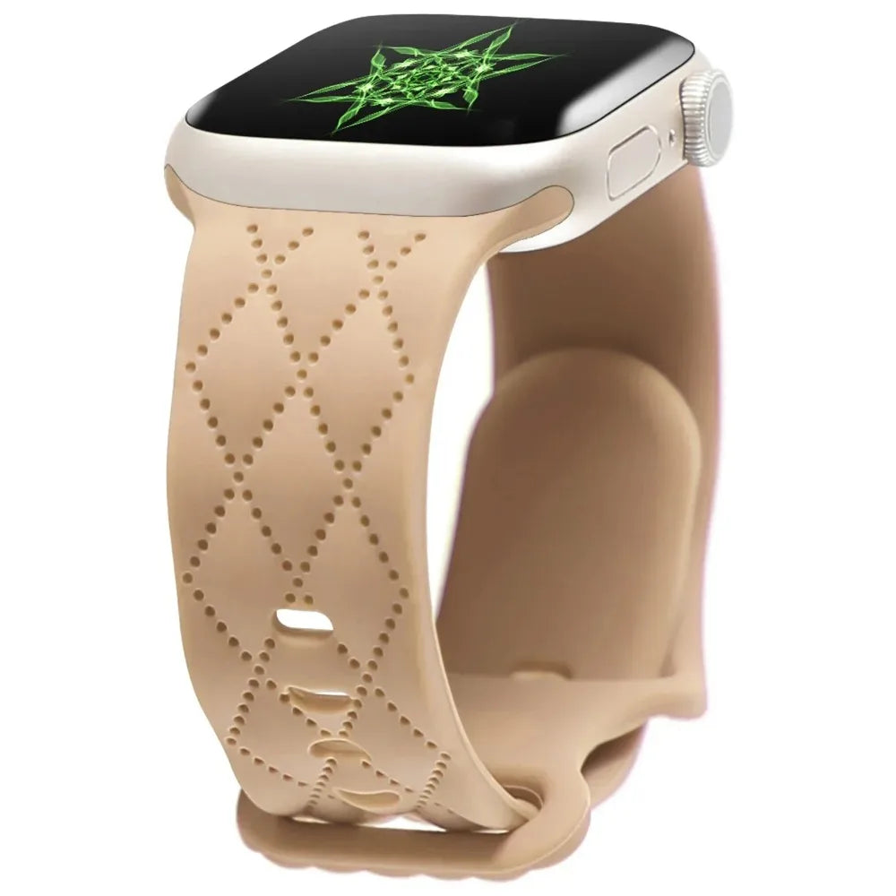 Engraved Silicone strap For Apple Watch Band 42mm 44mm 45mm 41mm 49mm 40mm bracelet correa iwatch Series 8 9 SE 7 6 5 4 3 Ultra